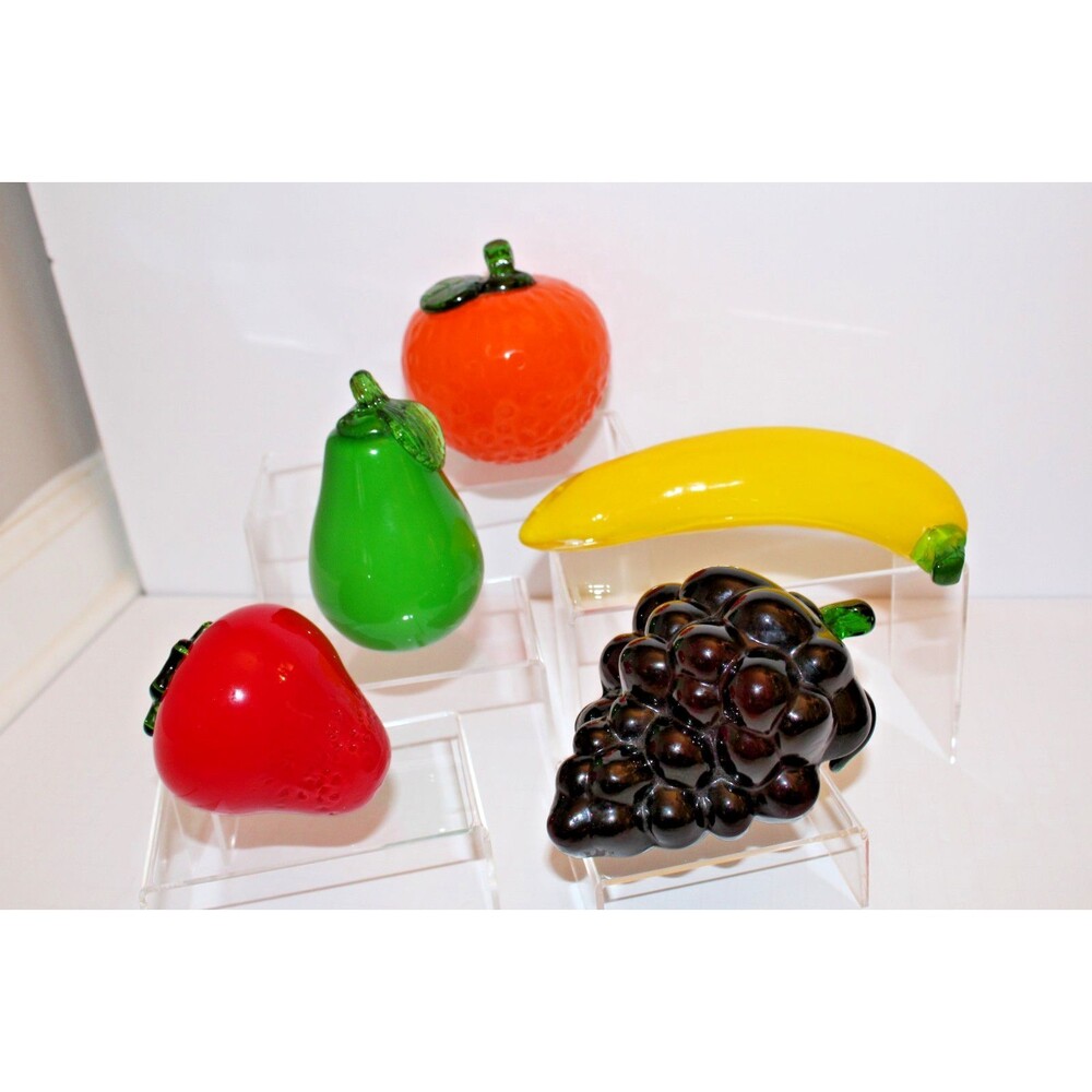 YOU PICK Murano Style Glass Fruit Figurine Strawberry Pear Orange Banana Grapes
